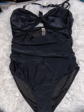 Black One-Piece Twist Front Swimsuit
